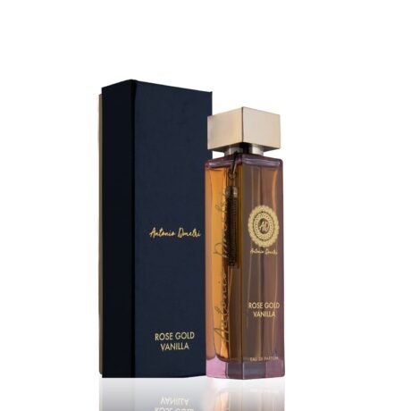 ROSE GOLD VANILLA - روز جولد فانيلا Brand: Antonio Dmetri Fragrance Type: eau de parfum Size: 100ml Fragrance Family: Flower mix balsamic Fragrance Description: Top Note: Fresh (Mandarin, Water notes) Middle Note: Floral sweet (Turkish rose lokum) Base Note: Sweet (Vanilla Sugar, White musk) العلامة التجارية: أنتونيو ديميتري نوع العطر: او دي بارفان الحجم: 100 مل من عائلة العطور الورد بخليط البلسميك :مكونات العطر (النوتة العليا: فريش (الماندرين ، نفحات مائية (النوتة الوسطى "قلب العطر": الزهور الحلوة (وردة الحلقوم التركية (قاعدة العطر"النوتة السفلى": حلو (سكر فانيليا ، مسك أبيض