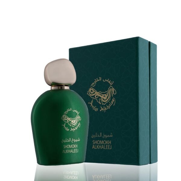 SHOMOKH AL KHALEEJ - شموخ الخليج Brand: Anfas Al Khaleej Perfumes Fragrance Type: eau de parfum Size: 100ml Fragrance Family: Oriental Woody Fragrance Description: Top Note: Cypriol, Labdanum, Cardamom Middle Note: Woody notes, Amber, Sandalwood Base Note: Leather, Musk, Tonka bean العلامة التجارية: أنفاس الخليج للعطور نوع العطر: او دي بارفان الحجم: 100 مل من عائلة العطور الخشبية الشرقية :مكونات العطر النوتة العليا: سيبريول ، لابدانوم ، هيل النوتة الوسطى "قلب العطر": النفحات الخشبية ، العنبر ، خشب الصندل قاعدة العطر"النوتة السفلى": الجلود ، المسك ، فول التونكا
